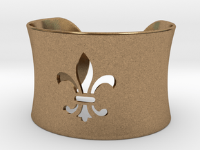 Fleur De Lis Bangle Cuff Bracelet in Natural Brass