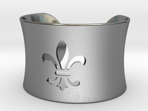 Fleur De Lis Bangle Cuff Bracelet in Polished Silver