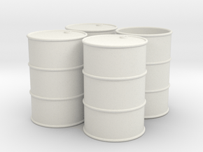 G Scale 44 Gallon Drums (open one end) x4 in White Natural Versatile Plastic