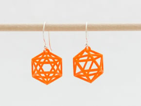 Icosahedron Earrings in Orange Processed Versatile Plastic