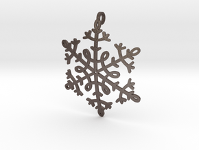 Snowflake Pendant or ornament in Polished Bronzed Silver Steel