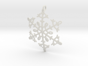 Snowflake Pendant or ornament in White Natural Versatile Plastic