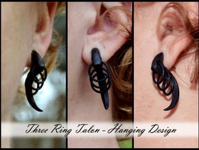 Three Ring Talon Earrings (select a size) in Black Natural Versatile Plastic