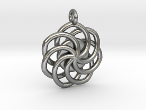 Circular Wrapped Pendant in Natural Silver