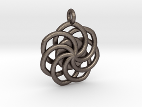 Circular Wrapped Pendant in Polished Bronzed Silver Steel