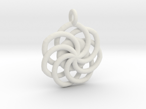 Circular Wrapped Pendant in White Natural Versatile Plastic