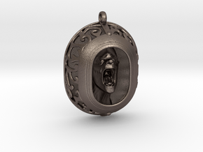 Scream-pendant-metal in Polished Bronzed Silver Steel