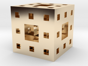 Menger Sponge Pendant in 14K Yellow Gold