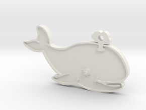 Blue Whale Keychain in White Natural Versatile Plastic