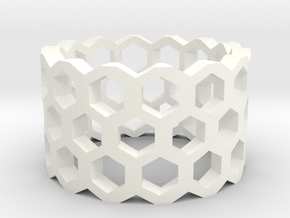 Honeycomb Ring Size 9 in White Processed Versatile Plastic