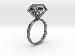 Wireframe Diamond Ring (size 7) in Polished Silver