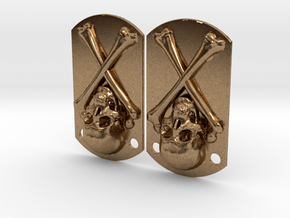 Dog tags  skull and bones in Natural Brass