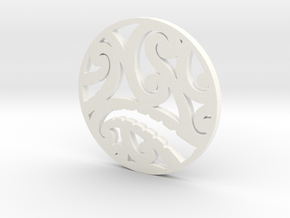 Maori koru tribal pendant design in White Processed Versatile Plastic