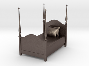 Four-Poster Bed in Polished Bronzed Silver Steel