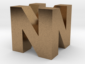 N64 Logo - 2" Cube Desk Object in Natural Brass