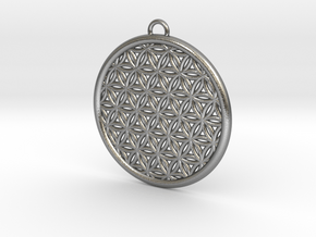 Flower Of Life Pendant  in Natural Silver