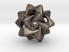 Compound of Five Rounded Tetrahedra in Polished Bronzed Silver Steel