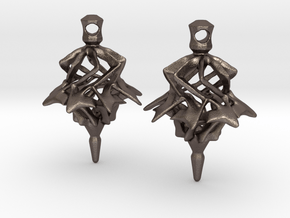 Surreal Lantern Earrings - Standard Pair in Polished Bronzed Silver Steel