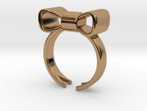 Don't Forget Me Bow Ring in Polished Brass