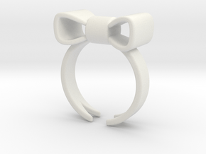 Don't Forget Me Bow Ring in White Natural Versatile Plastic