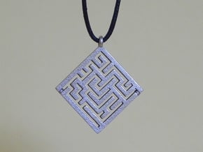 Maze Pendant in Polished Bronzed Silver Steel
