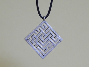 Maze Pendant in Polished Bronzed Silver Steel