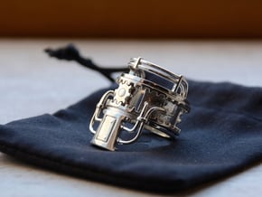 Steampower Ring V3 in Fine Detail Polished Silver