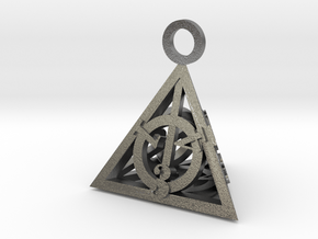 Deathly Hallows Pendant in Natural Silver