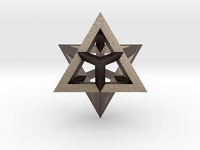 Star Tetrahedron pendant in Polished Bronzed Silver Steel