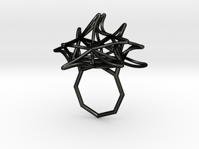 Aster Ring (Small) Size 6 in Matte Black Steel