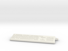 Keybord Keychain in White Natural Versatile Plastic