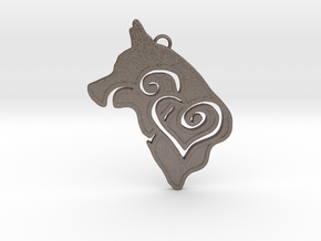 Love My Puppy Pendant in Polished Bronzed Silver Steel