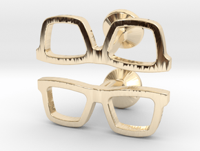 Hipster Glasses Cufflinks in 14K Yellow Gold