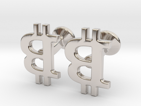 Bitcoin Cufflinks in Platinum