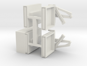 4 Pritschen für 1:220 (z scale) in White Natural Versatile Plastic