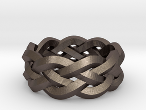 Four-strand Braid Ring in Polished Bronzed Silver Steel