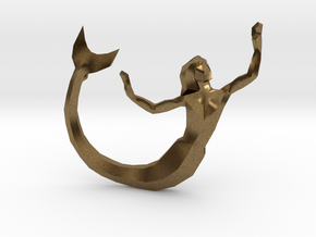 Low Poly Mermaid Pendant in Natural Bronze