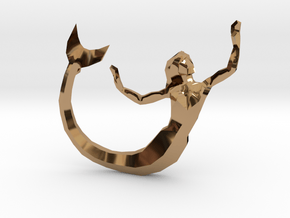 Low Poly Mermaid Pendant in Polished Brass