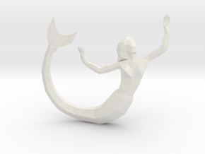 Low Poly Mermaid Pendant in White Natural Versatile Plastic