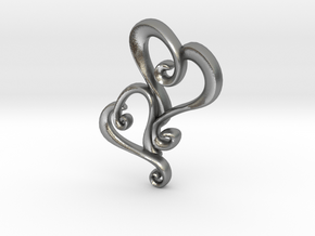 Swirly Hearts Pendant/Keychain in Natural Silver