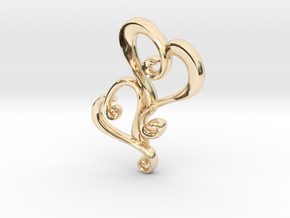 Swirly Hearts Pendant/Keychain in 14K Yellow Gold