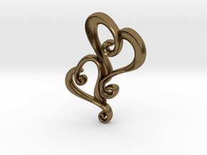 Swirly Hearts Pendant/Keychain in Natural Bronze