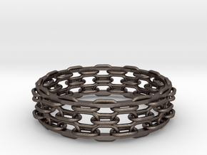 Open Chain Bangle in Polished Bronzed Silver Steel