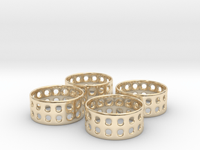Double Bubble Napkin Rings (4) in 14K Yellow Gold