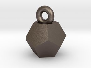 Solid Dodecahedron charm in Polished Bronzed Silver Steel