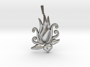 Lotus Bloom Charm in Natural Silver