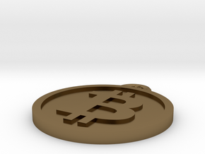 Coin Size bitcoin (w/loop) in Polished Bronze