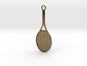 Tennis Racket Keychain in Polished Bronze