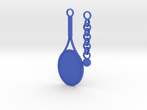 Play Tennis Keychain  in Blue Processed Versatile Plastic