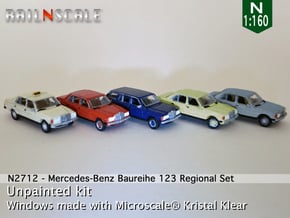 SET 5x Mercedes-Benz W123 - Regional set (N1:160) in Smooth Fine Detail Plastic